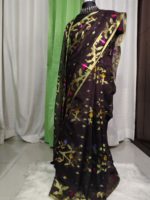 হাফসিল্ক জরি সুতোর জামদানি শাড়ি - Image 7