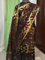 হাফসিল্ক জরি সুতোর জামদানি শাড়ি - Image 5