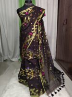 হাফসিল্ক জরি সুতোর জামদানি শাড়ি - Image 6